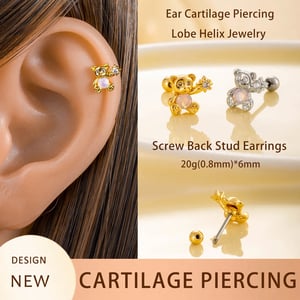 1 Piece Simple Series Simple Animal Titanium Steel  Gold Color Material Zircon Women's Stud Earrings h5 Picture3